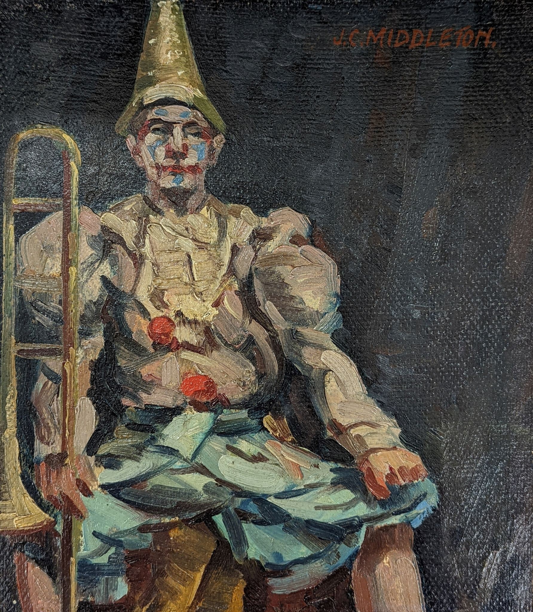 James Charles Middleton (1894-), oil on board, 'The French Clown', signed, 30 x 26cm, unframed